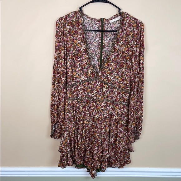 Altar'd State Pants - Altar’d State Women’s Boho Cottagecore Floral Print Ruffle Long Sleeve Romper